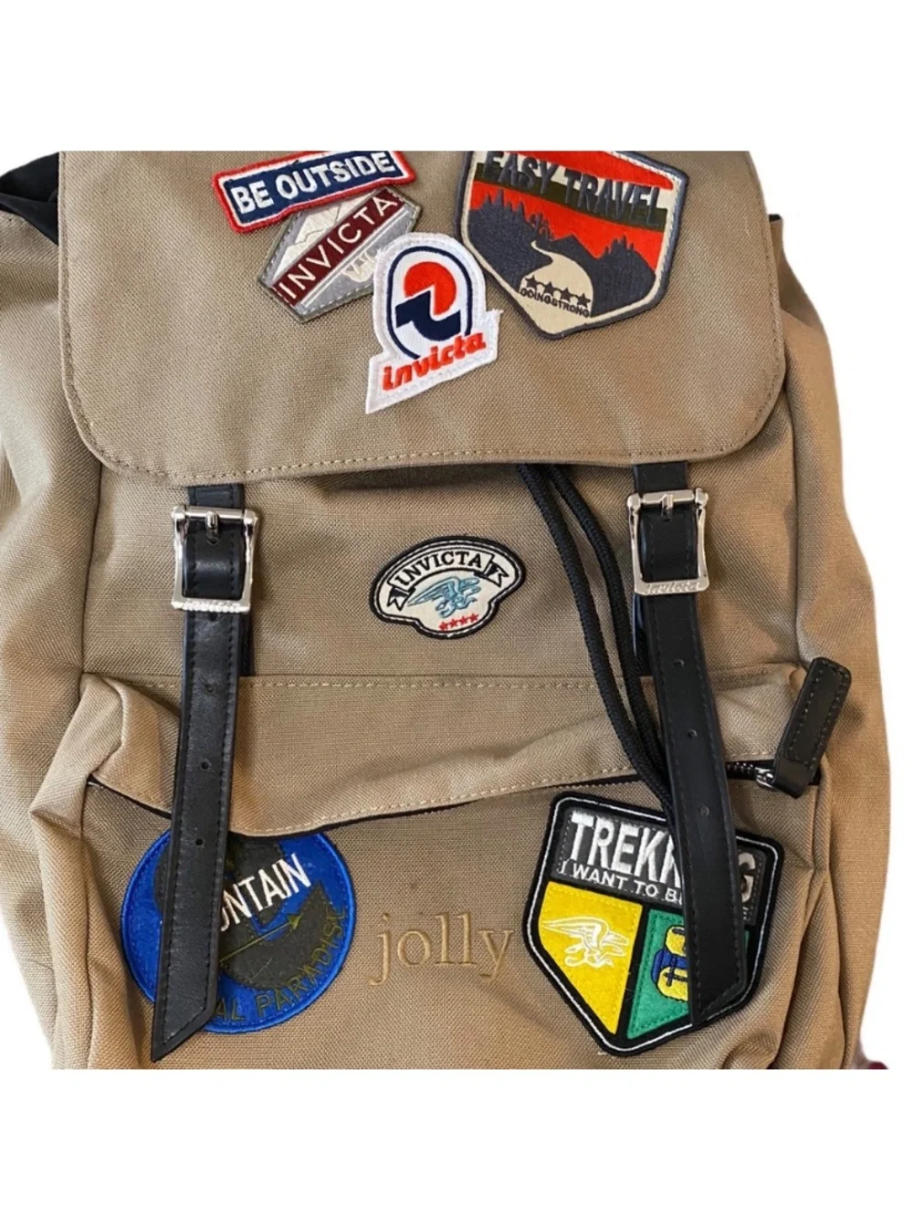 Invicta Jolly Heritage Patch Backpack In Sand NWOT